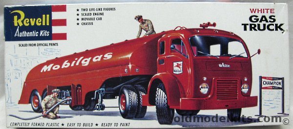 Revell 1/48 White Gas Truck - White Motor Compnay 3000 Series (3022 PLT) Tractor Truck with Fruehauf 6000 Gallon Trailer - Mobilgas Gas Truck - O Gauge, 1420 plastic model kit